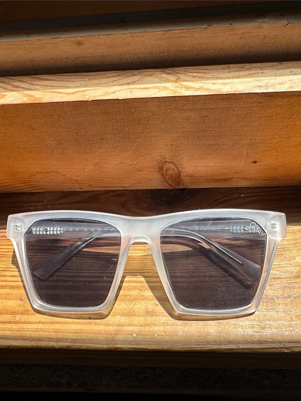 Quay Australia Alright Clear Frame Dark Gray Lens Sunglasses